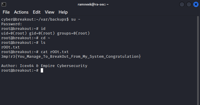 Vulnhub - Empire Breakout Writeup | Ra-Sec